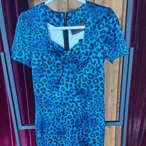 ShinyBlue Leopard Print Voodoo Vixen dress with tags